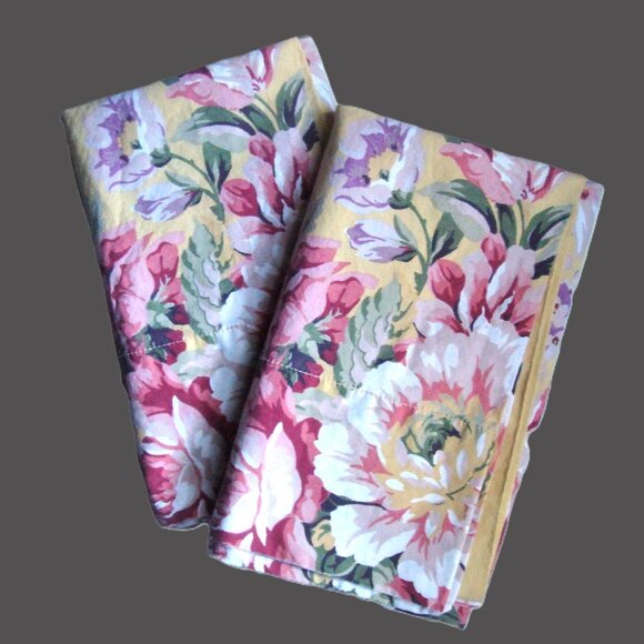 RALPH LAUREN Yellow Floral BROOKE KING Pillowcases (2) - Picture 1 of 9